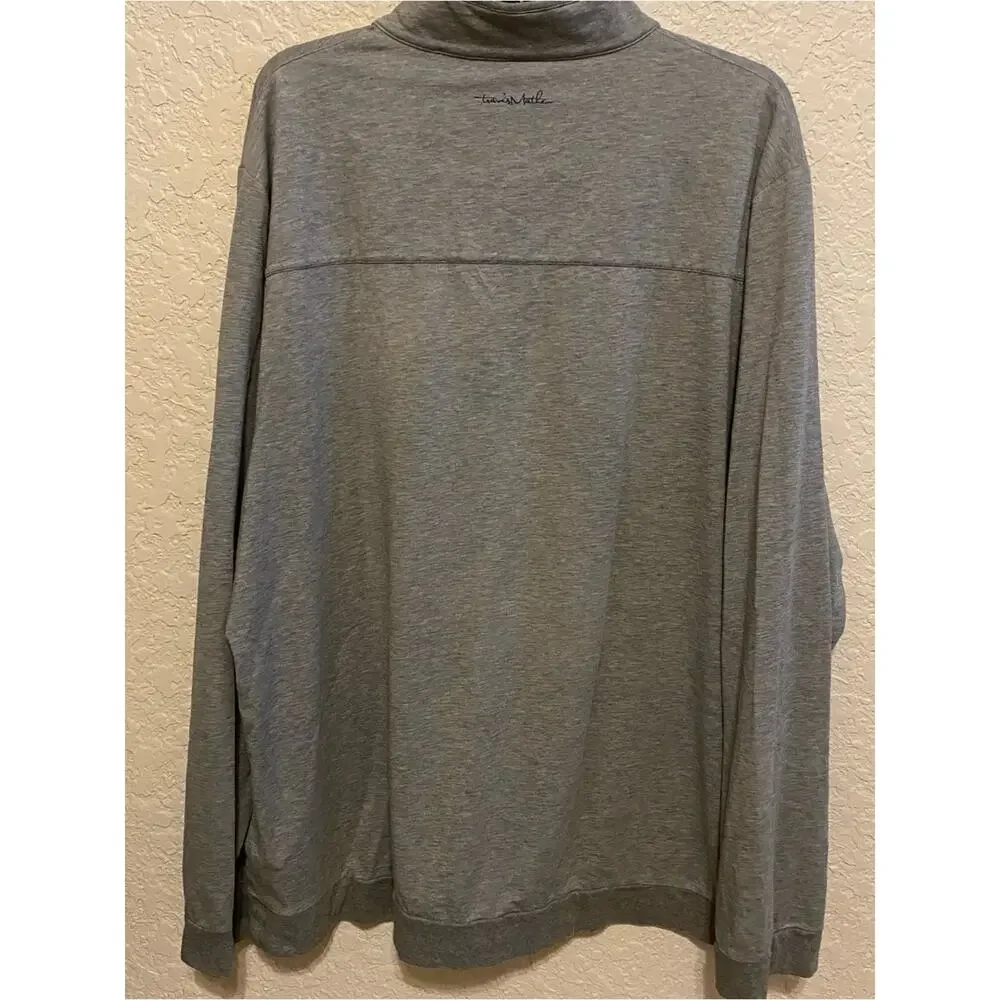 Travis Mathew Gray Half-Zip Pullover with Blue & Yellow Stripes Men's XXL